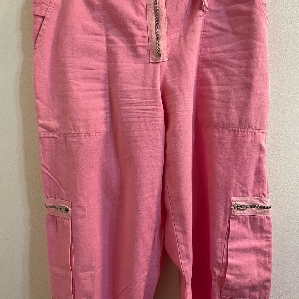 My Private Diary Rose-Pink Cargo Pants with Zip Detail